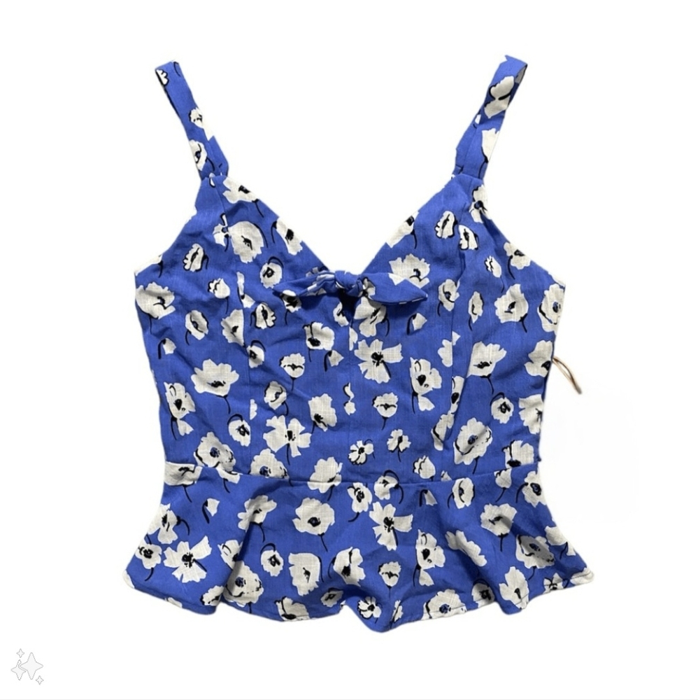 Skies Are Blue Peplum Waist Floral Top Size L
